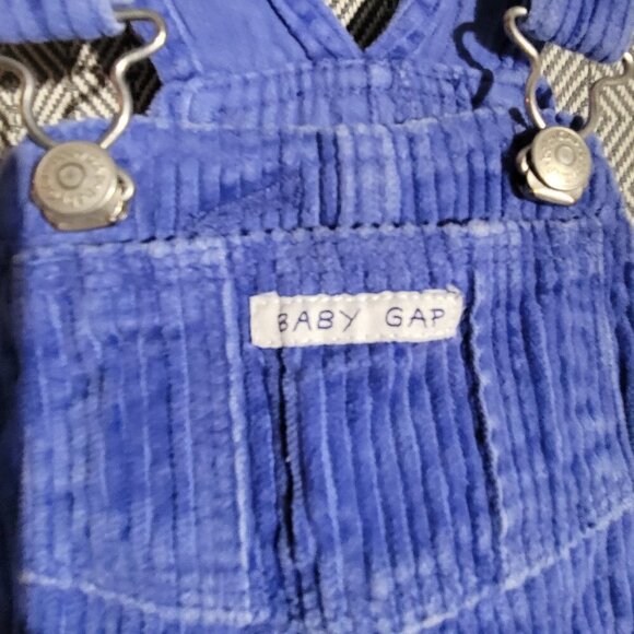 Baby Gap Vintage Unisex Blue Corduroy Overalls With Snaps Size 6-12M - Picture 12 of 16